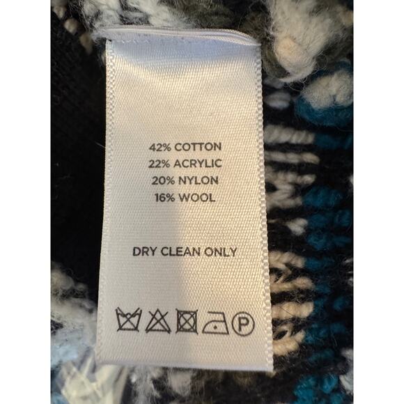 Leo & Sage Women's Striped Sweater Jacket Off White Size Large Wool Art to Wear - Picture 4 of 7